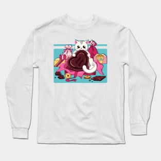 The Valentine's day, cat and  some chocolate Long Sleeve T-Shirt